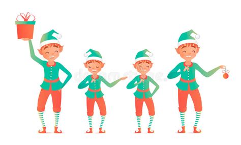 set of cute christmas elves vector illustration stock vector
