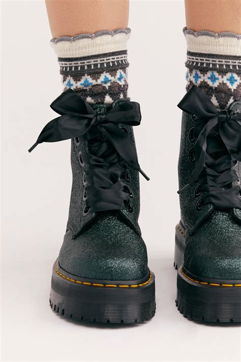 people lace dr martens molly glitter  eye boot  green lyst