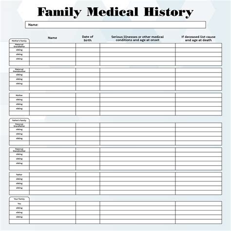 printable medical history forms     printablee
