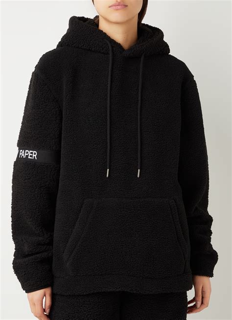 daily paper sherpa captain hoodie van teddy met logoband zwart de bijenkorf