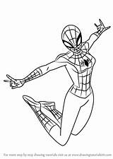 Spider Girl Man Draw Step Ultimate Drawing Template Sketch Cartoon Coloring Pages Tutorials Tv Templates Drawingtutorials101 sketch template