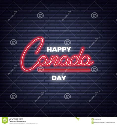 Canada Day Happy Canada Day Neon Lettering Sign Stock