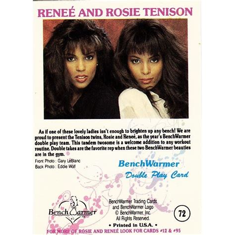 Renee And Rosie Tenison 72 1992 Bench Warmers Sexy Trading Card On