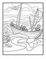 Storm Jesus Calms Coloring Printable Pages Template sketch template