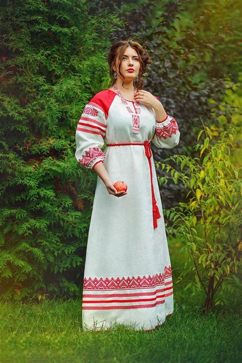 russian traditional folk dress linen embroidered dress etsy in 2020