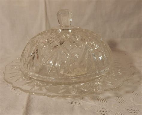 covered butter dish  early american pressed glass etsy early
