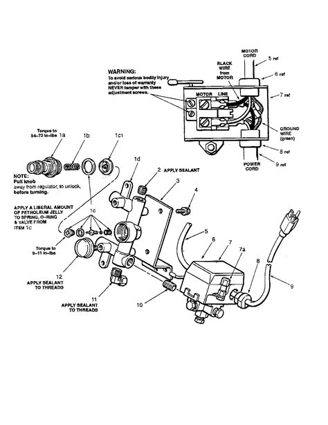 manifoldswitch assembly diagram parts list  model bj coleman parts air compressor
