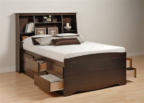 espresso tall 12 drawer double full size platform storage bed w
