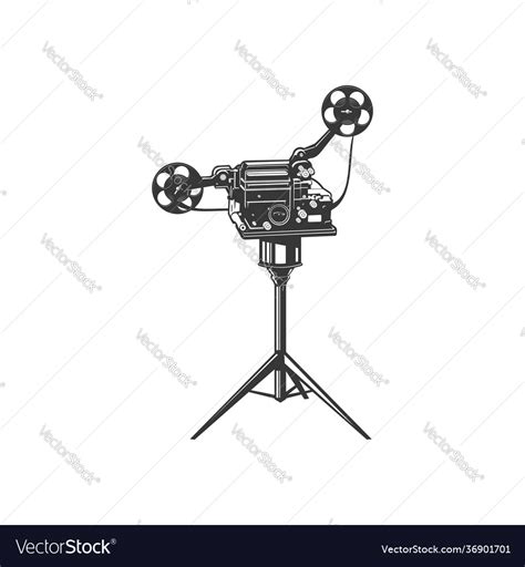 Professional Film Projector With Reels On Tripod Vector Image