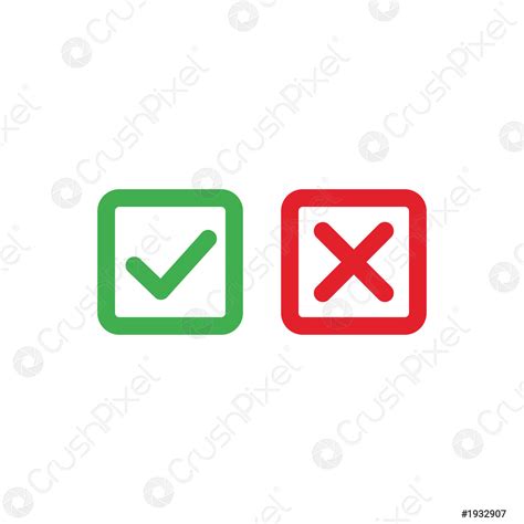 vink en kruis pictogrammen groen vinkje  en rode  stock vector  crushpixel