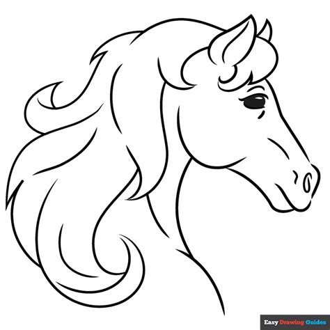 horse head outline coloring page easy drawing guides