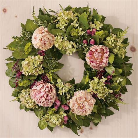 Pink Peony With Green Hydrangeas Wreath Wreaths Floral