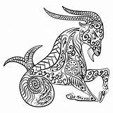 Capricorn Zentangle Capricorne Zodiaque Vektorillustration Horoscope Paisley Olifant Etnische Indische Tangle Vectorillustratie Steenbok sketch template