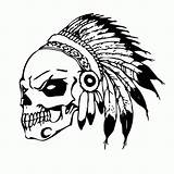 Coloring Skull Indian Native Headdress American Pages Sticker Decals Stickers Clipart Comments Library sketch template