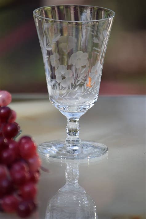 Vintage Etched Wine Glasses Set Of 4 Vintage Liquor Dessert Wine