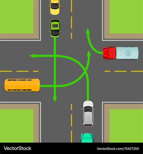 turn rules    intersection diagram vector image