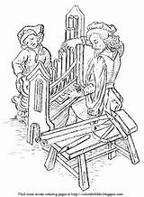 Building Organ Pipe Coloring Church Carpenters Musicians Pipes Bench Workshop Tools Description sketch template