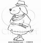 Investigator Outlined Trench Coat Dog Illustration Royalty Clipart Djart Vector Cox Dennis sketch template