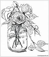 Flower Vase Pages Coloring Color sketch template