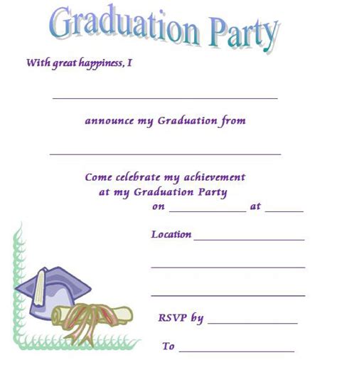 printable blank graduation invitation template
