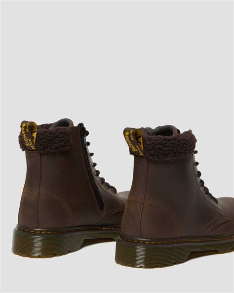 youth  fleece lined leather boots dr martens