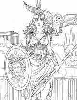 Coloring Pages Goddess Adults Athena Greek Mythology Adult Book Fantasy Atena Gods Colouring Books Atenas Sheets Godess Grown Ups Deusa sketch template