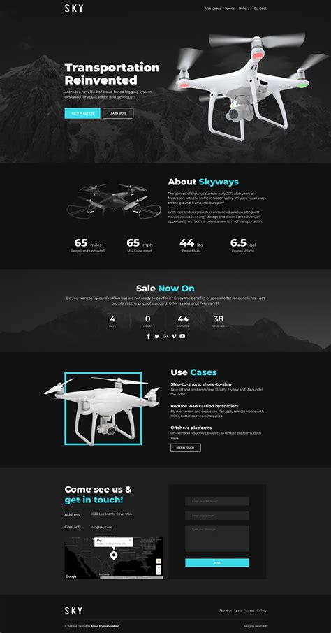 drone landing page web layout design minimal web design website design layout