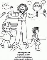 Crossing Guard Coloring School Helpers Pages Community Neighborhood Preschool Safety Kids Homeschooling Dover Publications Doverpublications Social Books Students Studies Worksheets sketch template