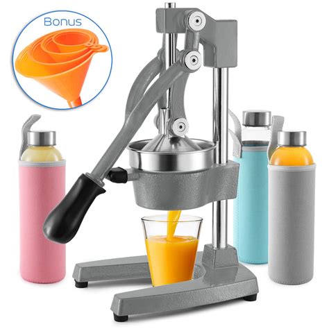 commercial grade professional citrus juicer set  piece heavy duty cast iron fruit juice press