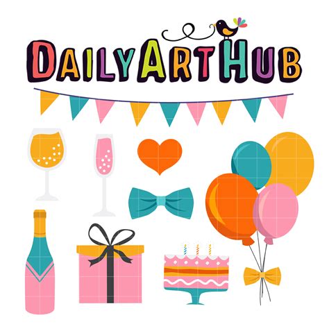 birthday party decoration clip art set daily art hub  clip art