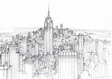 York Skyline Drawing Sketch City Pencil Manhattan Drawings Clipart Architecture Line Sketched Coloring Pages Building Cityscape Dallas Ny Library Skyscraper sketch template