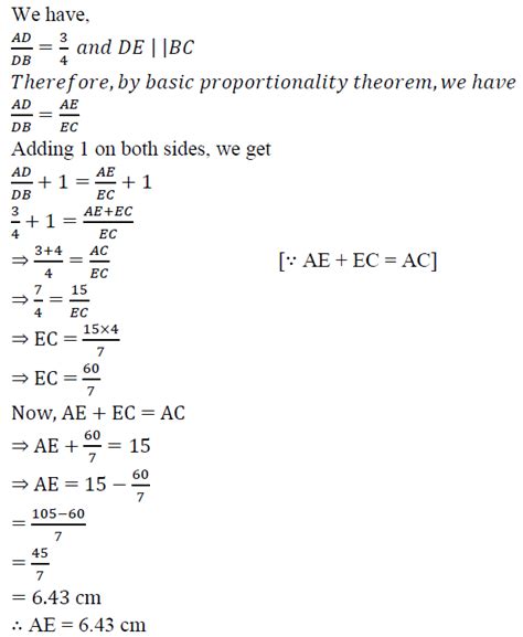 in Δabc d and e are points on the sides ab and ac respectively if 3