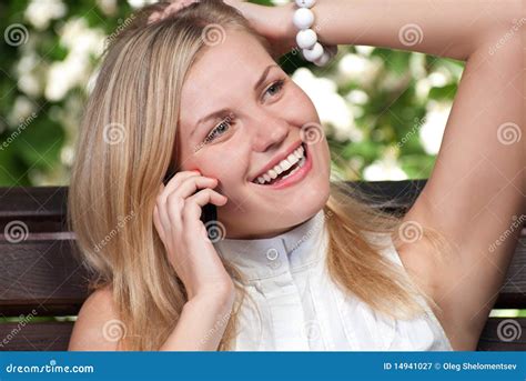 Young Woman With Cell Phone Stock Image Image Of Beautiful Hair
