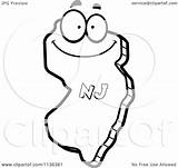 Jersey State Cartoon Outlined Character Happy Coloring Clipart Thoman Cory Vector 2021 sketch template