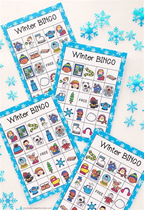 winter bingo  printable   ideas  kids