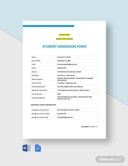blank university admission form template word templatenet