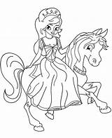 Coloring Horse Princess Pages Girls Print Princesses sketch template