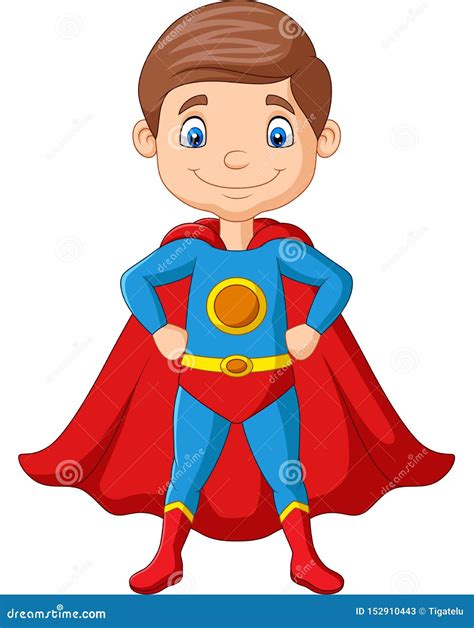 cartoon happy superhero boy posing stock vector illustration
