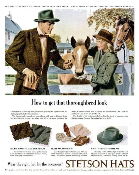 stetson 1947 advertisement vintage clothing men vintage