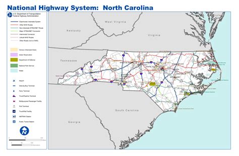 detailed highways system map  north carolina vidianicom maps   countries   place