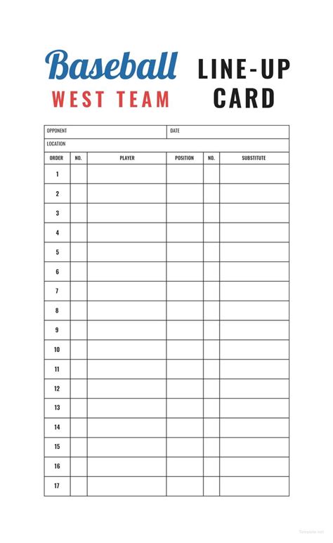 printable lineup cards  baseball