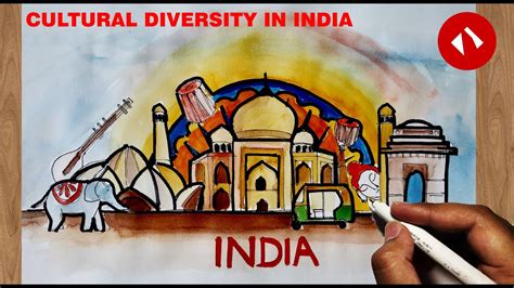 Cultural Diversity In India Drawing Incredible India Drawing Youtube