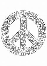 Peace Coloring Pages Hippie Printable Adult Sign Signs Adults Paix Sheets Colouring Mandala Simple Coloriage Color Zentangle Template Mandalas Attractive sketch template