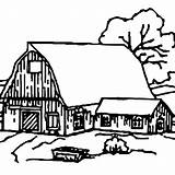 Snow Barn Covered House Coloring sketch template