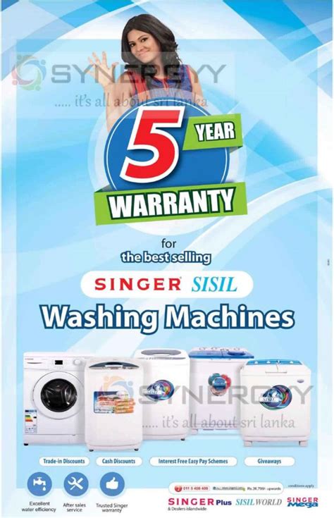 years warranty  singer sisil washing machine price rs   synergyy
