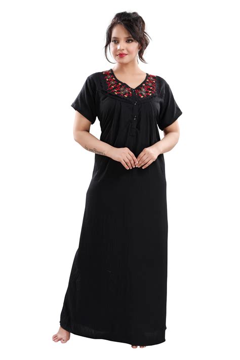 Buy Be You Embroidered Women Crush Cotton Nighty Night Gowns Free