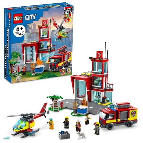 buy lego city fire station set   garage helicopter fire