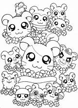 Coloring Pages Cute Hamtaro Animals sketch template