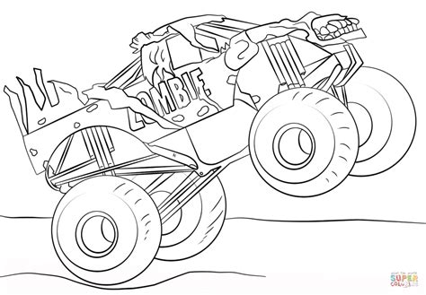 gambar zombie monster truck coloring page  printable pages click