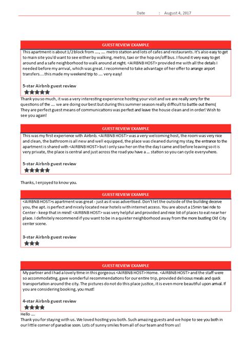 airbnb guest reviews template templates  allbusinesstemplatescom